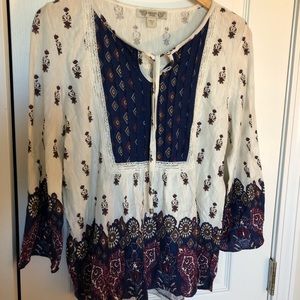 Vintage America Blue knit peasant top-NWOT
